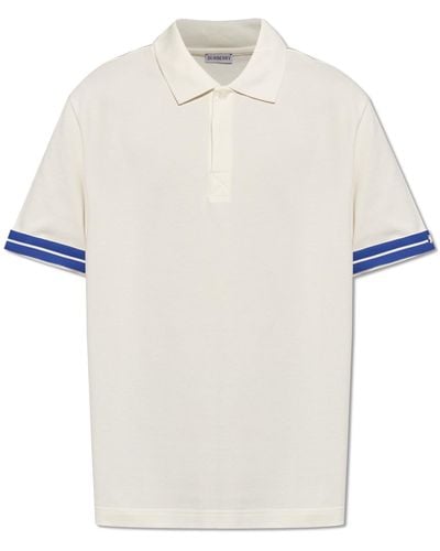 Burberry Polo Shirt With Logo, - White