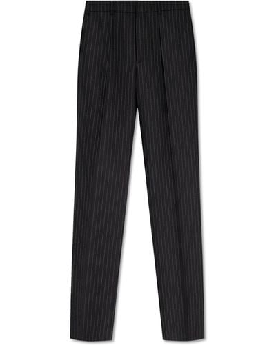Saint Laurent Wool Pleat-Front Trousers - Black