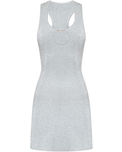 Jacquemus ‘Bril’ Glitter Dress With Logo - White