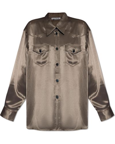 Acne Studios Relaxed-fitting Satin Shirt, - Brown
