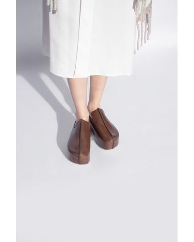 JW Anderson Leather Clogs On High Platform, - Brown