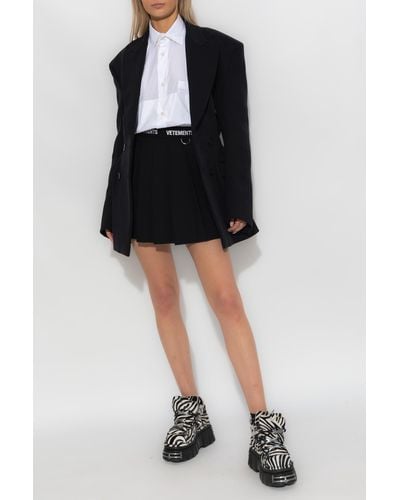 Vetements Black Pleated Skirt With Logo