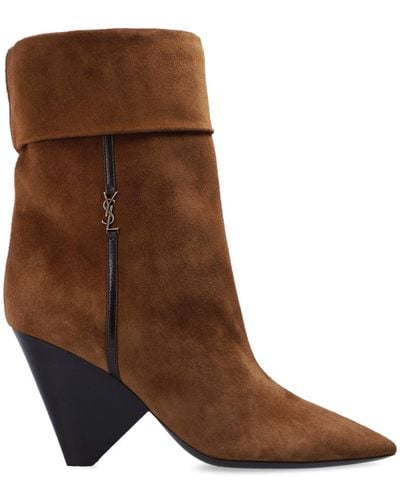 Saint Laurent Niki 85mm Leather Boots - Brown