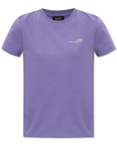 A.P.C. ‘Overdye’ T-Shirt With Logo - Purple