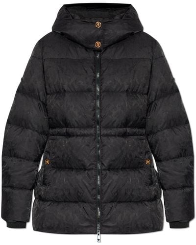 Versace Down Jacket With Detachable Hood - Black