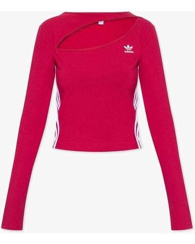 adidas Originals Centre Stage Long-Sleeved Top With Cut-Out - Red