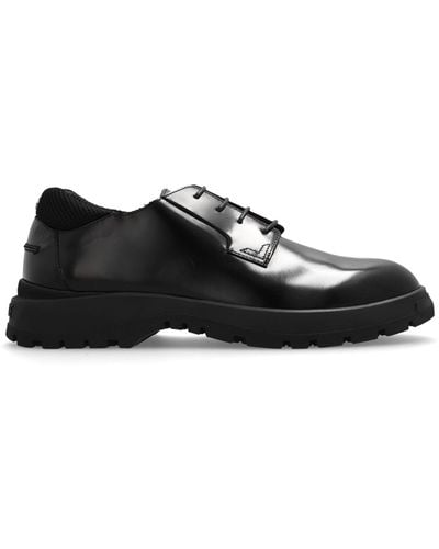 Versace Leather Derby Shoes, - Black