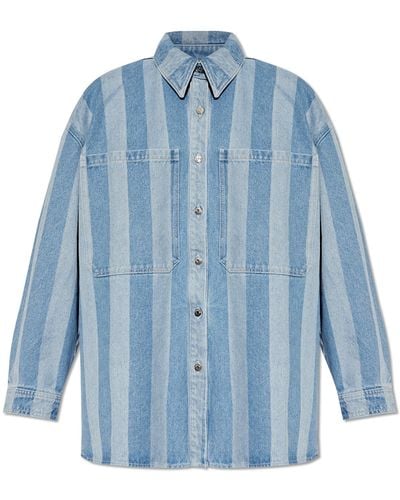 Nanushka 'beaux' Oversize Denim Shirt, - Blue