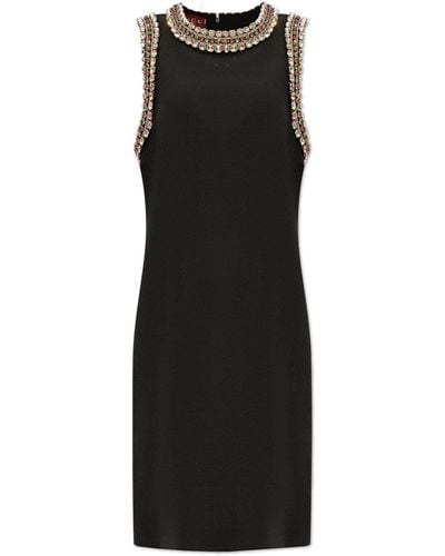 Gucci Short Dress With Shimmering Crystals, - Black