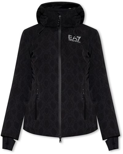 EA7 Ski Jacket With Logo, - Black