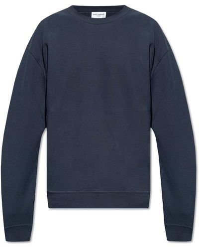Saint Laurent Sweatshirt With Logo - Blue