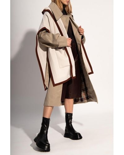 Burberry Hooded Poncho - Natural