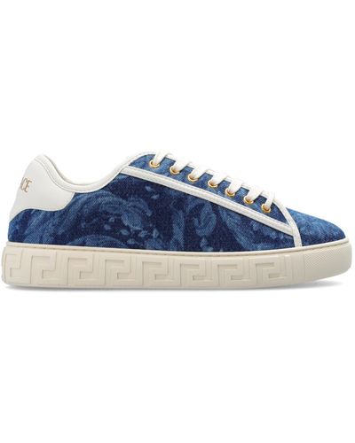 Versace Trainers With Barocco Pattern, - Blue