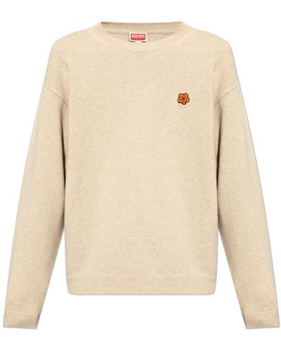 KENZO Wool Jumper With Patch, - Natural
