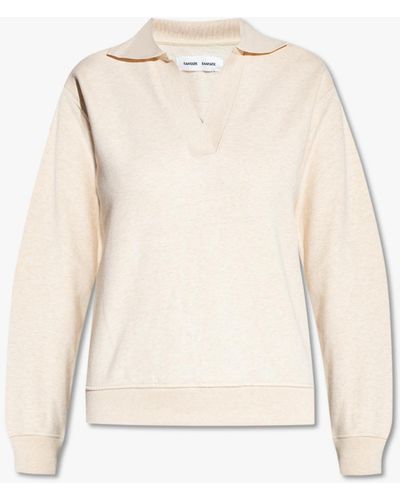 Samsøe & Samsøe 'elli' Sweatshirt With Collar - Natural