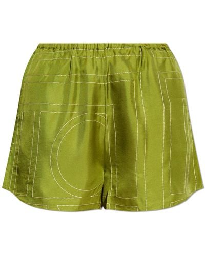 Totême Silk Shorts, - Green