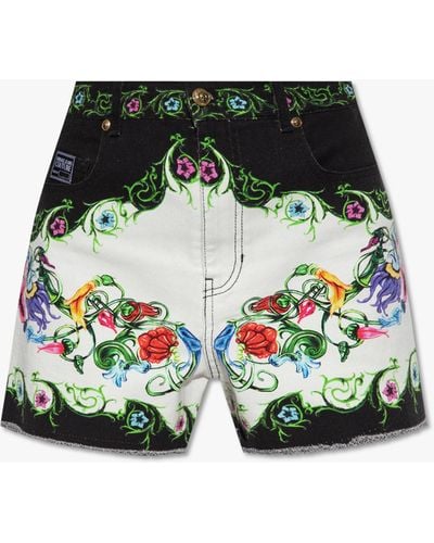 Versace Jeans Couture High-Rise Denim Shorts - Green
