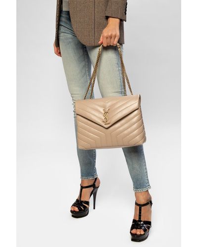 Saint Laurent ‘Loulou’ Quilted Shoulder Bag - Natural