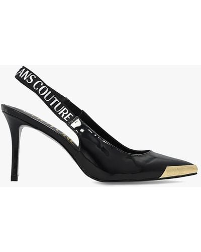Versace Court Shoes With Logo - Black
