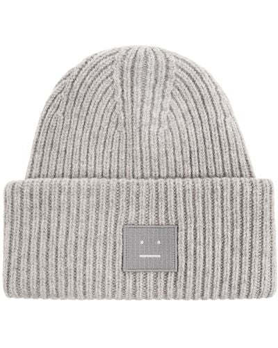 Acne Studios Beanie With Logo, - White