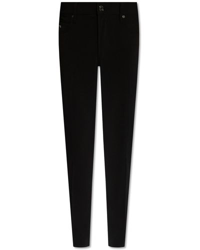 Emporio Armani Trousers With Logo-shaped Application, - Black