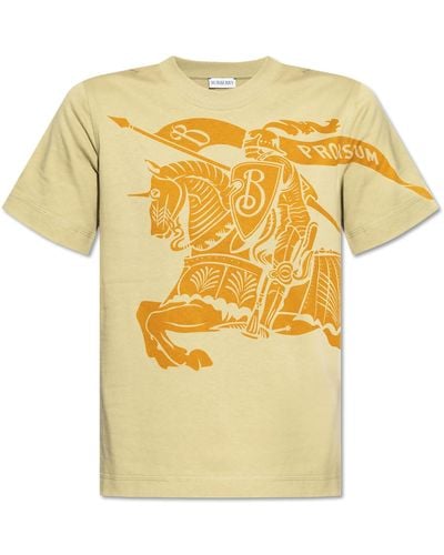 Burberry T-shirt With Logo, - Yellow