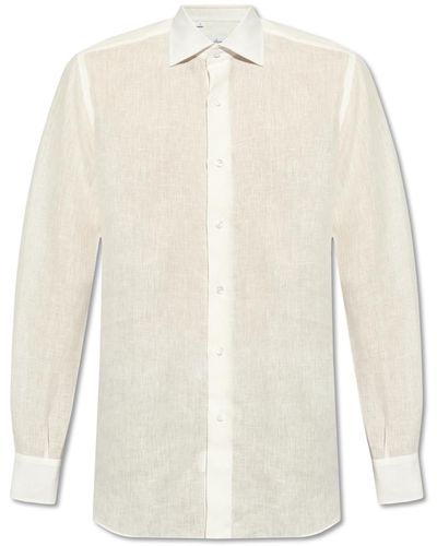 Brioni Linen Shirt, - White