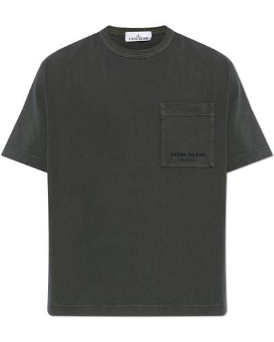 Stone Island T-Shirt With A Pocket - Black