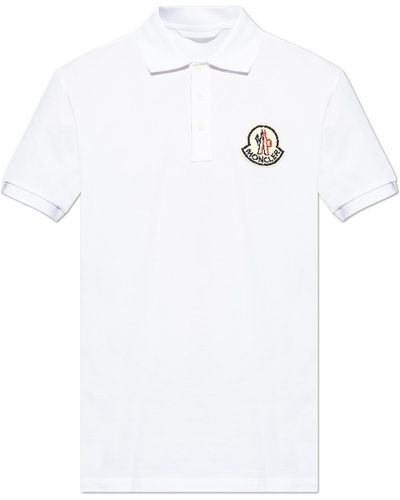 Moncler Polo With Logo Patch, - White