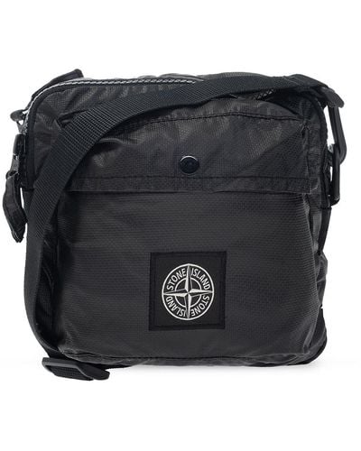 Stone Island Shoulder Bag With Logo - Black