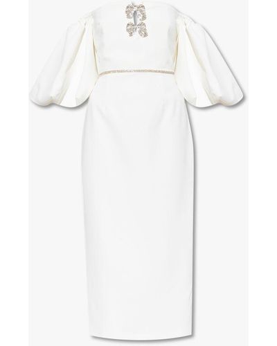 Self-Portrait Dress With Puff Sleeves - White