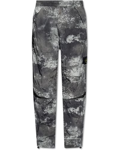 Stone Island Trousers With Camouflage Motif - Grey