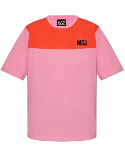 EA7 T-Shirt With Logo Patch - Pink