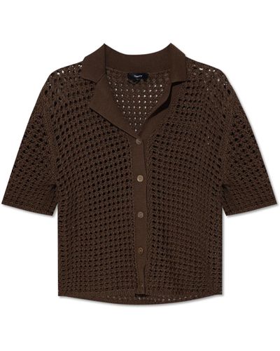 Theory Cardigan With Short Sleeves - Brown