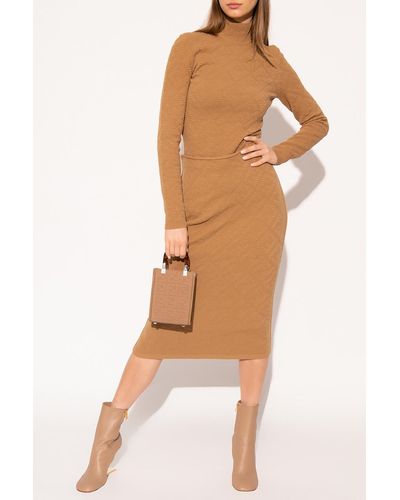 Fendi Turtleneck Long Sleeve Bodysuit - Brown Tops, Clothing - FEN296585