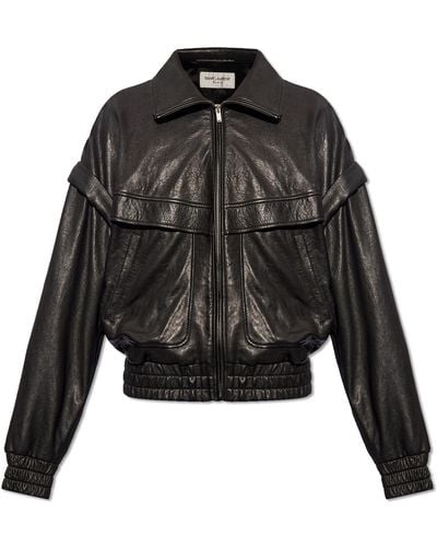 Saint Laurent Leather Jacket, - Black