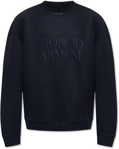 Giorgio Armani Sweatshirt With Logo - Blue