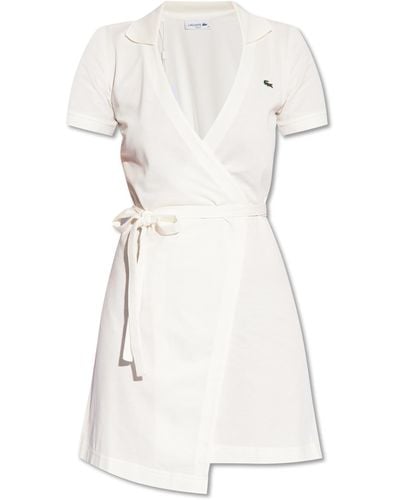 Lacoste Dress With Logo, - White