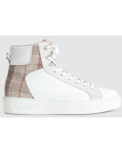 Woolrich Sneaker classic court mid con motivo check - Bianco