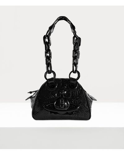 Vivienne Westwood Chain Handbag Patent Croc Black-enamel-orb