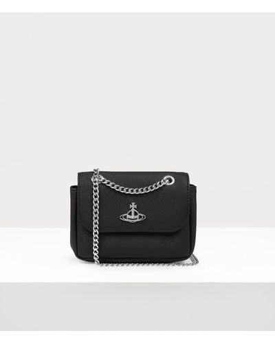 Vivienne Westwood Saffiano Biogreen Small Purse With Chain - Black