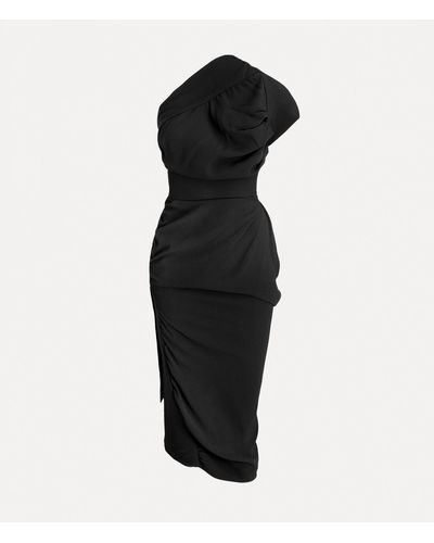 Vivienne Westwood Andalouse Asymmetric-neck Woven Midi Dress - Black