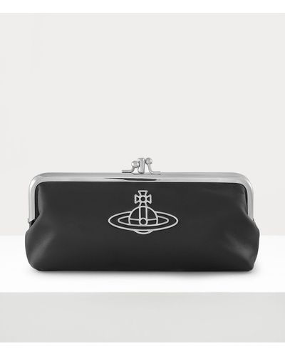 Vivienne Westwood Thin Line Orb Db Frame Purse With Chain - Black