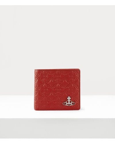Vivienne Westwood Embossed Man Wallet With Coin Pocket Nappa Leather Red One Size Men