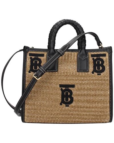 Burberry Crossbody Bag Raffia Beige Black - Multicolour