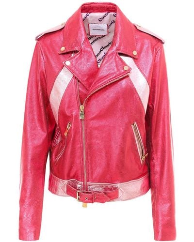 Coco Cloude Metallised Leather Jacket - Pink