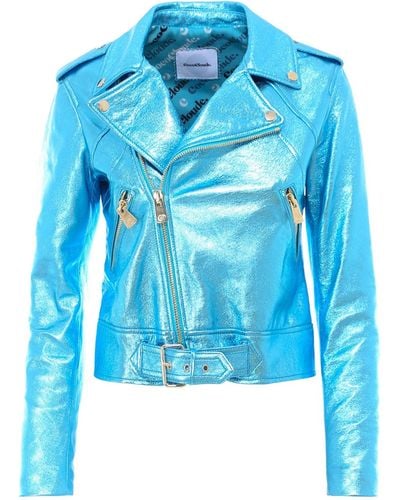 Coco Cloude Metallic Leather Jacket - Blue