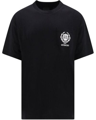 Givenchy T-shirt in cotone con logo Crest ricamato - Nero