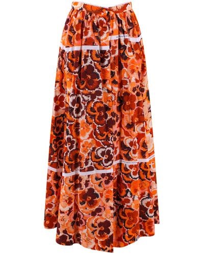 Vivetta Cotton Skirt With Floral Print - Red