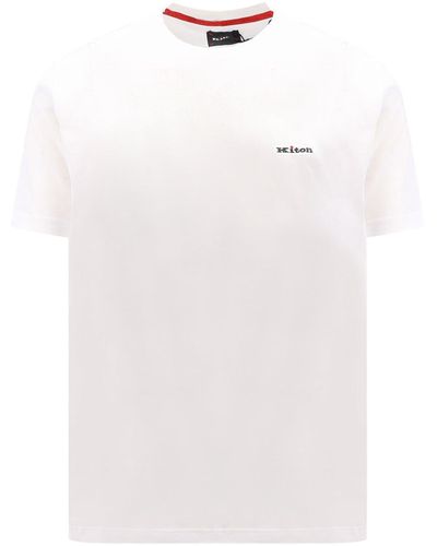 Kiton T-shirt in cotone con logo ricamato - Bianco